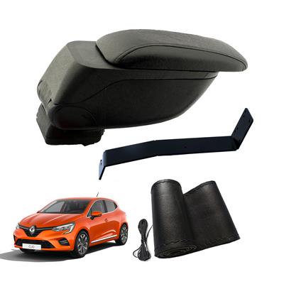 Eko Set Renault Clio V 2024 Geniş Hacimli  Delmesiz Çelik Ayaklı  Kolçak ve Direksiyon Kılıfı