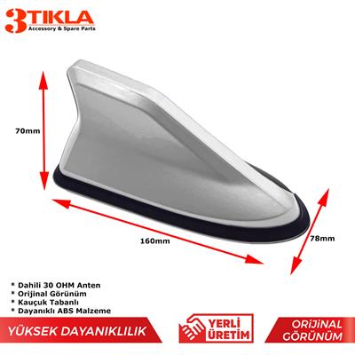 Gri Shark Tavan Anteni Köpek Balığı Kuyruğu Dahili Sinyal Yükselticili