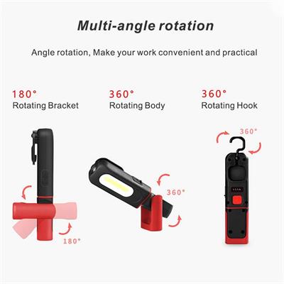 Kancalı Mıknatıslı 360 Derece Hareketli USB Şarjlı El Feneri 350LM TC24-30