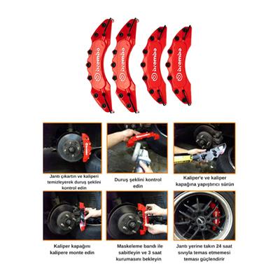 Kırmızı Kaliper Kapağı 4 lü Set