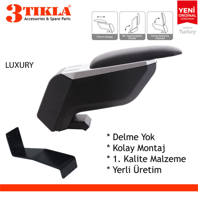 Lüks Set Renault Kangoo 2008 Delmesiz Çelik Ayaklı Gri-Siyah Kolçak Kol Dayama, Direksiyon Kılıfı