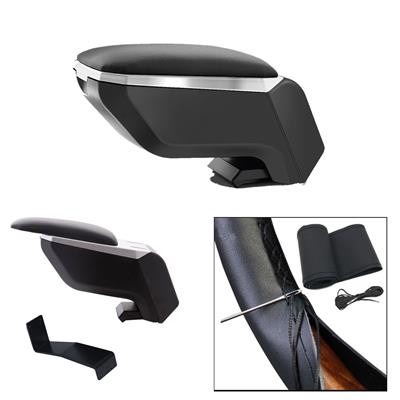 Lüks Set Renault Megane 3 2012 Delmesiz Çelik Ayaklı Gri-Siyah Kolçak Kol Dayama, Direksiyon Kılıfı