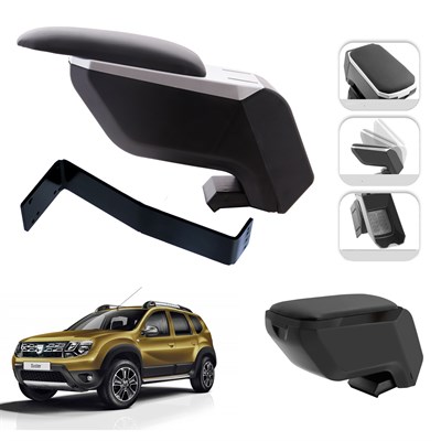 Mis Paket Dacia Duster 2008-2018 Delmesiz Çelik Ayaklı Kolçak + Askılı Koku + Micro Fiber Bez + Torpido Süngeri