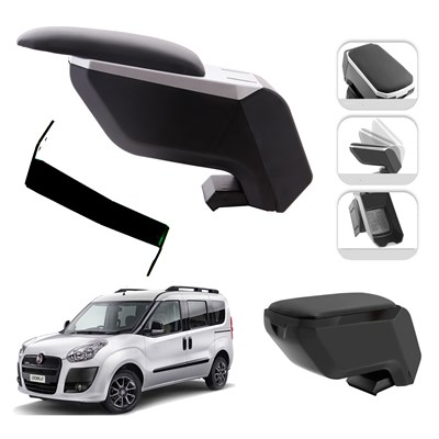 Mis Paket Fiat Doblo 2010-2015 Delmesiz Çelik Ayaklı Kolçak + Askılı Koku + Micro Fiber Bez + Torpido Süngeri