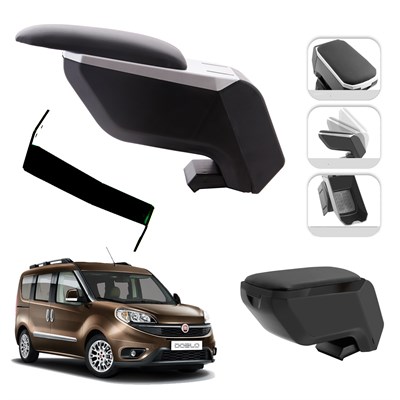 Mis Paket Fiat Doblo 2015-2023 Delmesiz Çelik Ayaklı Kolçak + Askılı Koku + Micro Fiber Bez + Torpido Süngeri