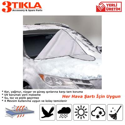 Pratik Ön Cam İçin 4 Mevsim Kullanımlı, Su, Kar, Çamur, Buz ve Toz dan Koruyan Miflonlu Koruyucu Cam Örtüsü