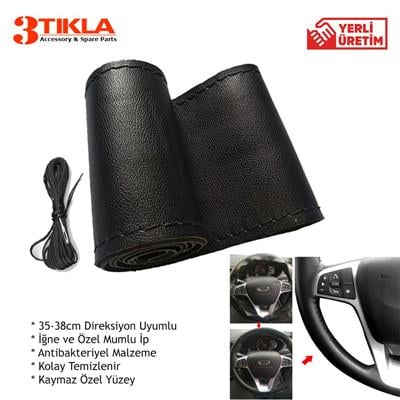 Premium Siyah direksiyon Kılıfı Siyah Dikişli