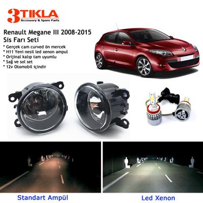 Renault Megane HB 2008-2015 Beyaz Led Xenon Sis Farı Seti