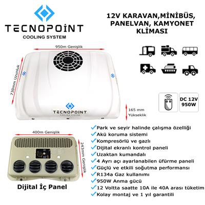 Tecnopoint Tavan Tipi Park Kliması  12V Kamyonet, Karavan, Minibüs, Panelvan