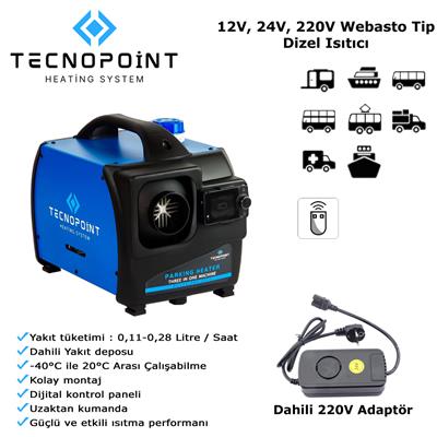 Tecnopoint  Webasto Tip Çanta Model Dizel Isıtıcı 12V,24V.220V Tır, Kamyon, İş Makinesi, Tekne, Karavan, Minibüs Uyumlu