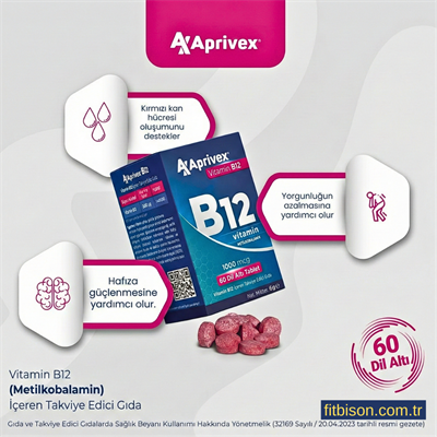 Aprivex Vitamin B12 1000 mcg 60 Dilaltı tablet 