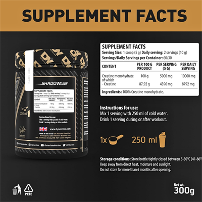 DY Nutrition Pure Creatine Monohidrat Tozu 300 Gr 60 Porsiyon