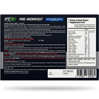PT GO NUTRITION PRE-WORKOUT 20x60 ML SHOT