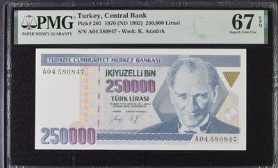 7. Emisyon 1. Tertip 250.000 Lira - A04 - PMG 67