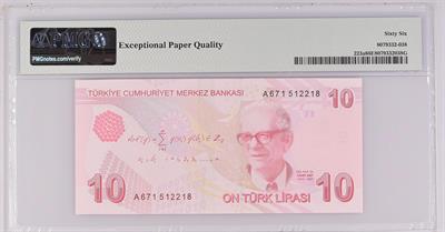 9. Emisyon 1. Tertip 10 Lira - ÇİL - PMG 66