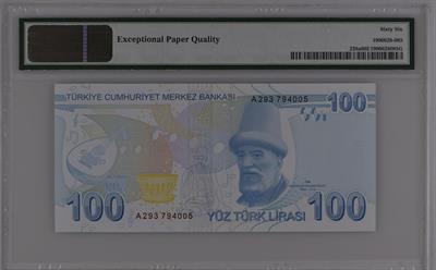 9. Emisyon 1. Tertip 100 Lira - A293 - PMG 66