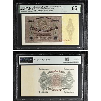 Almanya 5 Milyon Mark - 1923 - ÇİL - PMG EPQ 65