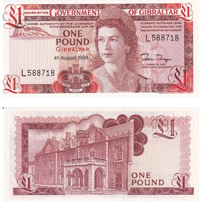 Cebelitarık 1 Pound Gibraltar, Kraliçe - 1988 - ÇİL