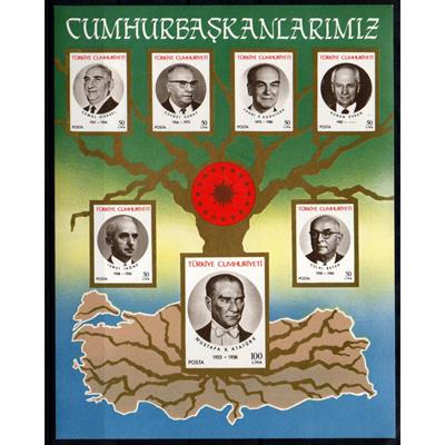 Cumhurbaşkanlarımız Hatıra Blok Pul - 1987 - MNH