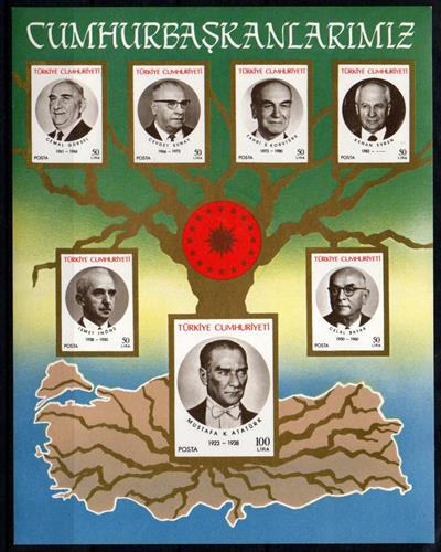 Cumhurbaşkanlarımız Hatıra Blok Pul - 1987 - MNH