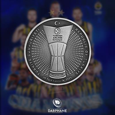 Fenerbahçe Beko 2025 Turkish Airlines Euroleague Şampiyonluk Gümüş Hatıra Para - Kutulu