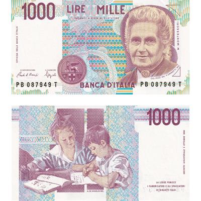 İtalya 1000 Liret - 1990 - ÇİL ( Maria Montessori )