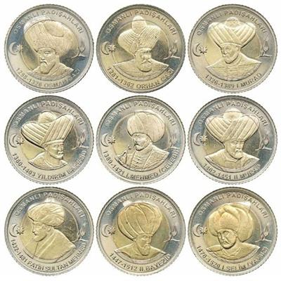 Osmanlı Padişahları Bimetal Hatıra Para Serisi 1-9