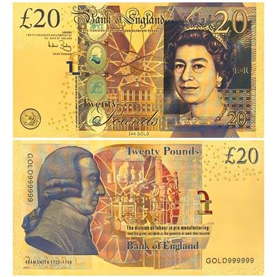 Renkli Altın Varak İngiltere 20 Pound - ÇİL