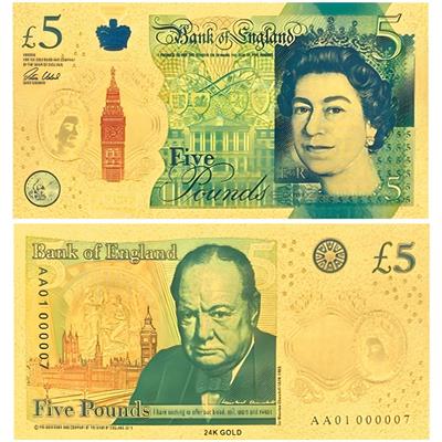 Renkli Altın Varak İngiltere 5 Pound - ÇİL