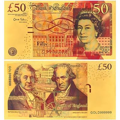 Renkli Altın Varak İngiltere 50 Pound - ÇİL