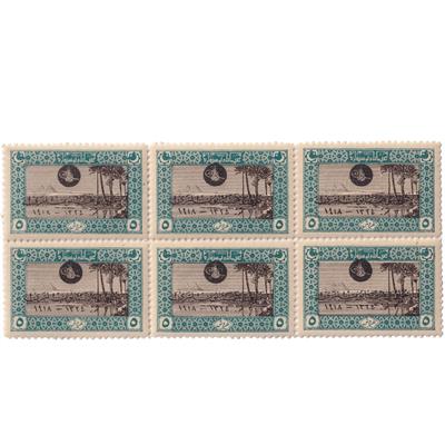 Sultan Vahdettinin Cülusu Sürşarjlı Hatıra Pulları - 1919 - 5 Kuruş - 6lı Per