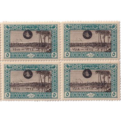 Sultan Vahdettinin Cülusu Sürşarjlı Hatıra Pulları - 1919 - 5 Kuruş - 6lı Per