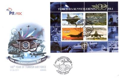 Türk Hava Kuvvetlerinin 100. Yılı - Portföy - 2011 (Hatıra Blok Pul, Limitli Blok Pul, FDC)