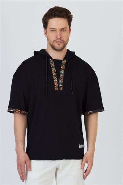 Erkek Garnili Kapüşonlu T-Shirt