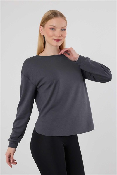 Antrasit Oval Kesim Oysho Sweat 3007