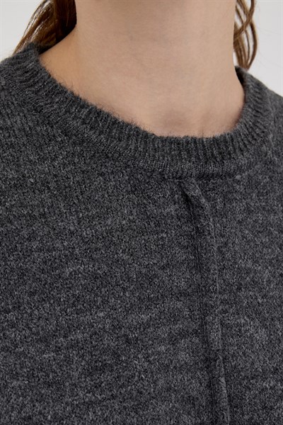 Antrasit Oversize Bisiklet Yaka Kadın Kazak 2345