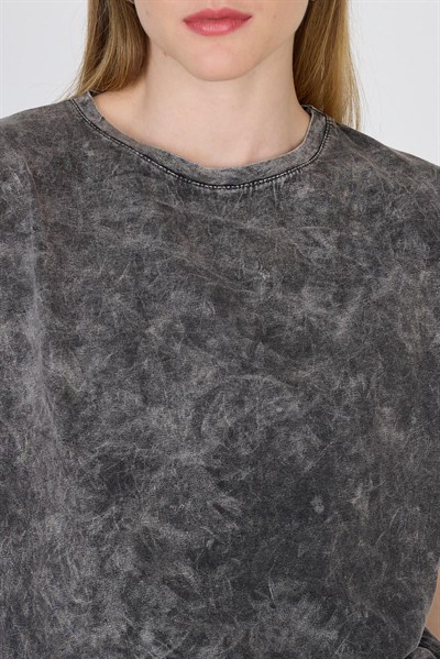 Antrasit Yıkamalı Oversize Basic Tişört 253014