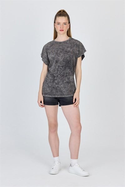 Antrasit Yıkamalı Oversize Basic Tişört 253014