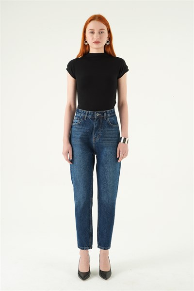 Ara Mavi Yüksek Bel Mom Jean 1063