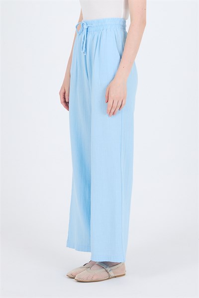 Bebe Mavi %100 Pamuk Müslin Palazzo/Bol Paça Pantolon 8056A