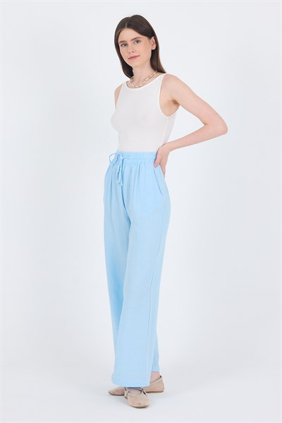 Bebe Mavi %100 Pamuk Müslin Palazzo/Bol Paça Pantolon 8056A