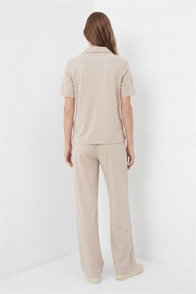 Bej Polo Yaka Pantolon Takım 8440A