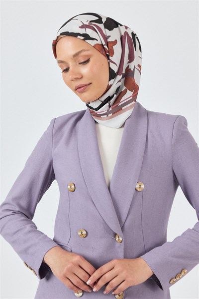 Bej Yaprak Desenli Eşarp 3004