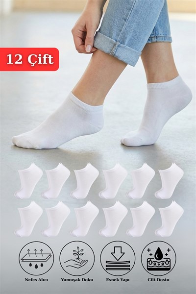 Beyaz 12li Kısa Çorap 1057
