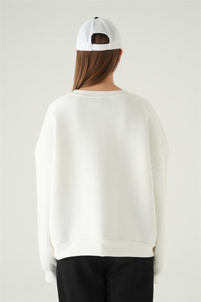 Beyaz Bisiklet Yaka Sweat 1029