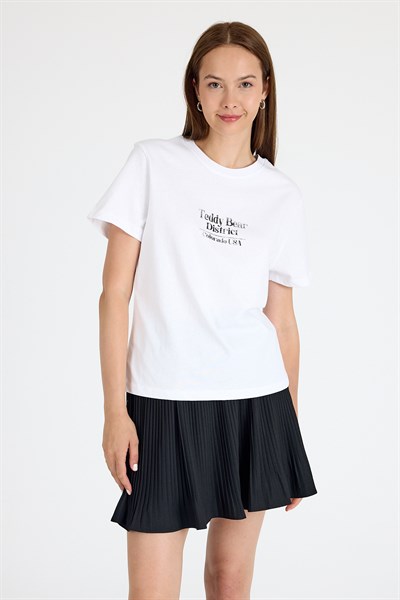 Beyaz Yazı Baskılı Oversize Tişört 6462