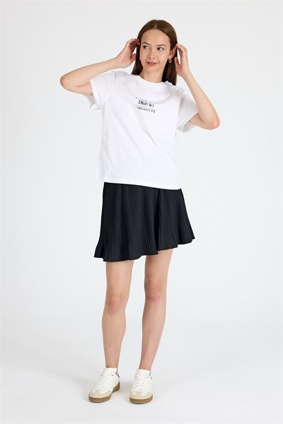 Beyaz Yazı Baskılı Oversize Tişört 6462