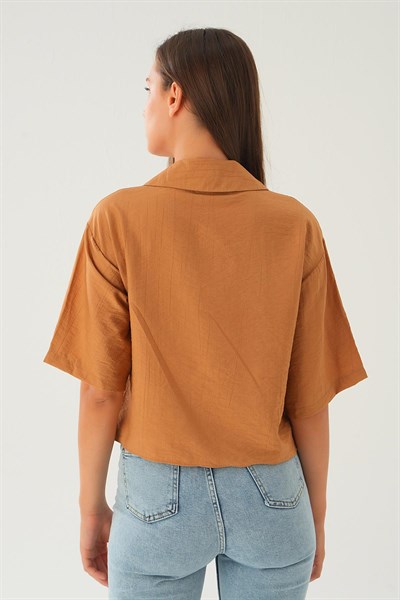 Bisküvi Oversize Kısa Gömlek 4159A