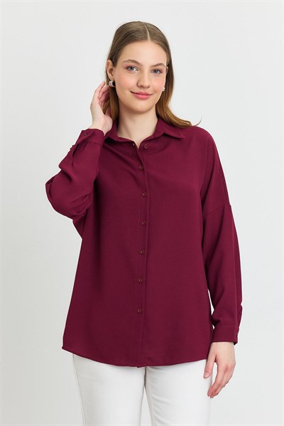 Bordo Çizgi Desenli Gömlek 4636A