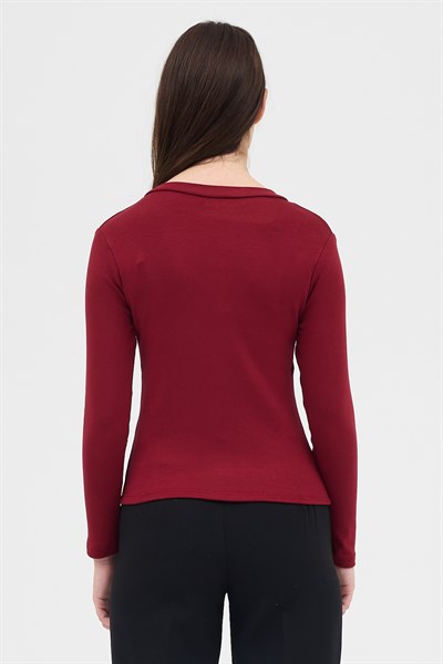 Bordo V Yaka Uzun Kol Body 1452